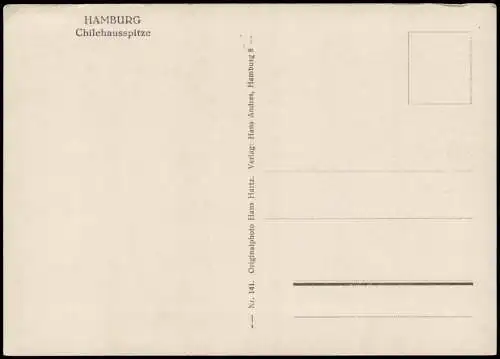 Ansichtskarte Hamburg Chilehausspitze Straße 1930