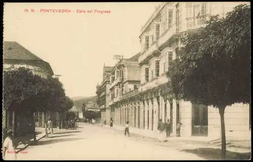 Postale Pontevedra Calle del Progreso 1915  Galicia