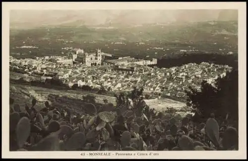 Cartolina Monreale Kakteen - Blick auf die Stadt 1928