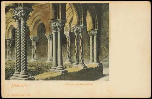 Cartolina Monreale Chiostro dei Benedettini 1909