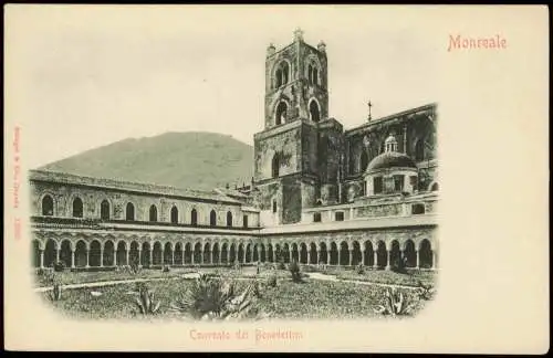 Cartolina Monreale Convento dei Benedettini 1900