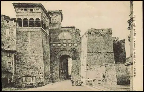 Perugia Straßen-Ansicht, Porta Urbica Etrusca o di Augusto 1910