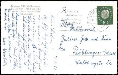 Freiburg im Breisgau Innenansicht Pension Café Waldrestaurant St. Ottilien 1957