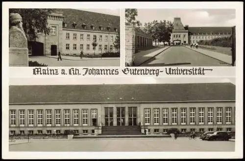 Ansichtskarte Mainz Mehrbildkarte Johannes Gutenberg-Universität 1952