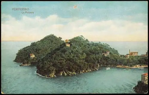 Cartolina Portofino Umlandansicht mit Halbinsel La Penisola 1907