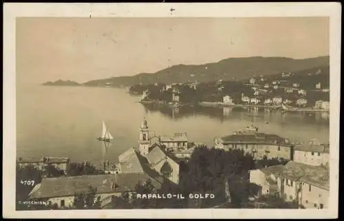 Cartolina Rapallo Panorama-Teilansicht Il Golfo 1923