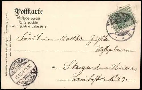 Ansichtskarte Bad Nauheim DieBadehäuser 1904 STARGARD Ankunftsstempel