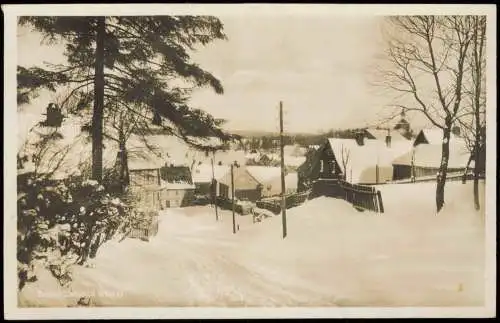 Benneckenstein Ortsansicht, Häuser verschneit (Stimmungsbild Winter) 1920