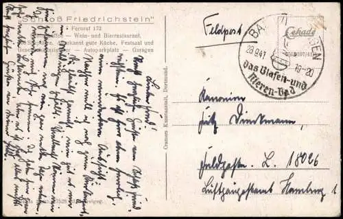 Ansichtskarte Bad Wildungen Schloss Friedrichstein Fliegeraufnahme 1941
