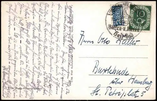 Ansichtskarte Bad Wildungen Partie am Hotel zur Post 1952