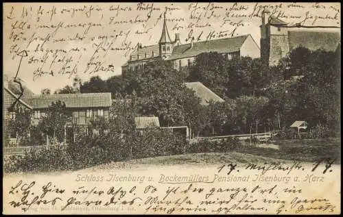 Ilsenburg (Harz) Schloss Jlsenburg u. Bockemüllers Pensionat 1905