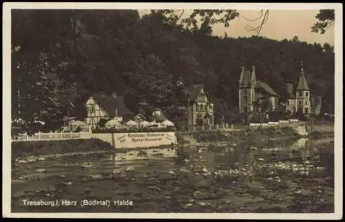 Treseburg Partie am Gasthaus Waldesruh (Speise-Restaurant), Halde Bodetal 1930