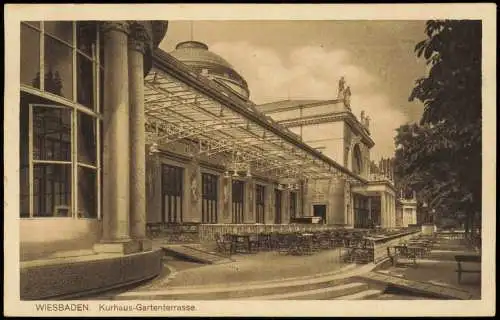 Ansichtskarte Wiesbaden Kurhaus-Gartenterrasse 1918