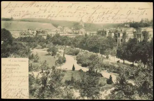 Ansichtskarte Wiesbaden Straßenpartie im Nerotal 1902