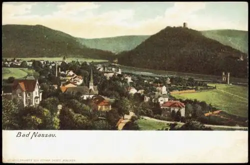 Ansichtskarte Nassau (Lahn) Panorama-Ansicht Bad Nassau HELIOCOLORKARTE 1900