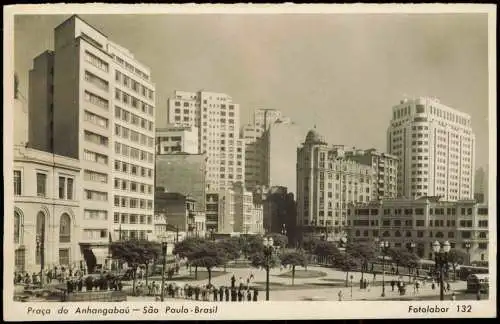 Postcard Sao Paulo Praça do Anhangabaú São Paulo-Brasil 1950