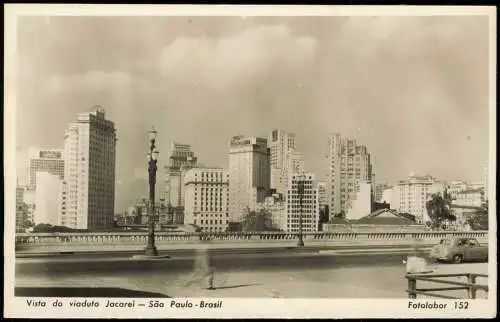 Postcard Sao Paulo Vista do viaduto Jacareí 1956