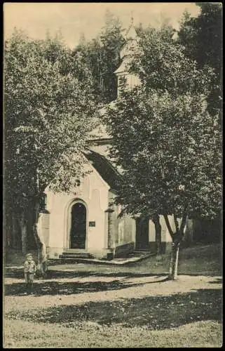 Postcard Skutsch Skuteč Junge vor Kapelle 1918