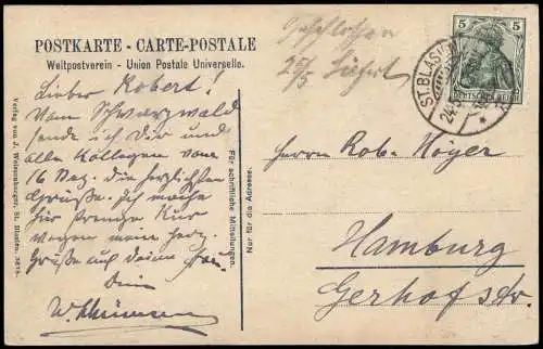 Ansichtskarte St. Blasien Dependance des Kurhauses 1911