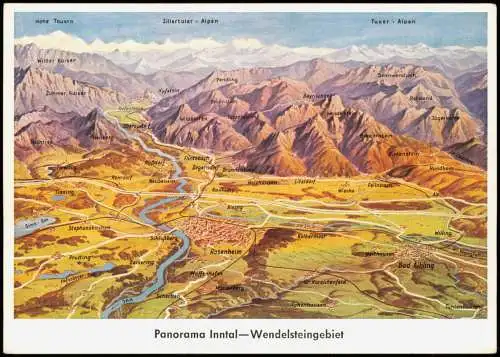 Bayrischzell Landkarte (Map) Umgebungskarte Inntal-Wendelsteingebiet 1970