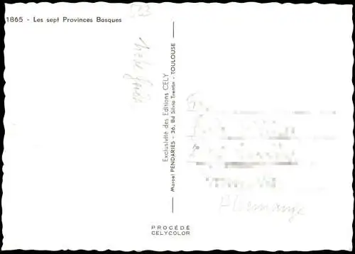 .Frankreich Les sept Provinces Basques Landkarte (Map) Umgebungskarte 1970