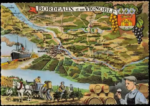 Bordeaux BORDEAUX et son VIGNOBLE Landkarte (Map) Umgebungskarte 1970