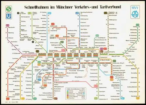 München Übersicht der Schnellbahnen im Münchner Verkehrs- und Tarifverbund 1980