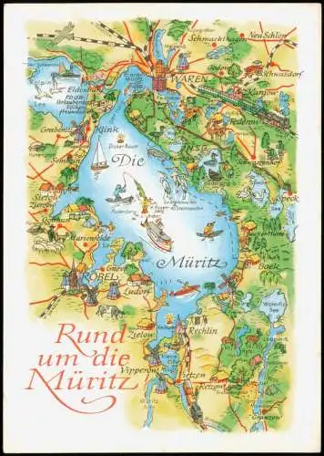 .Mecklenburg-Vorpommern Rund Um Die Müritz DDR Landkarte Wanderkarte 1976