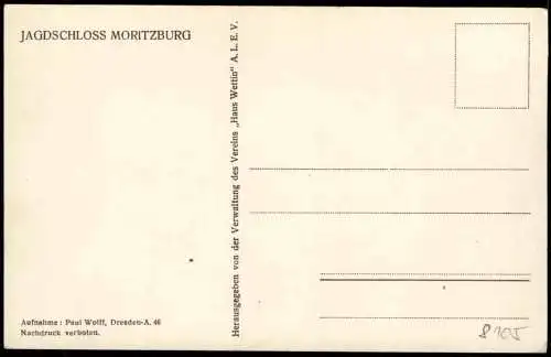Ansichtskarte Moritzburg Kgl. Jagdschloss, Seitenansicht 1935