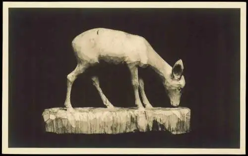 Ansichtskarte  Kunst - Fotokarte Holz geschnitztes Reh 1962