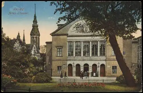 Ansichtskarte Leipzig Altes Theater Kirche 1914