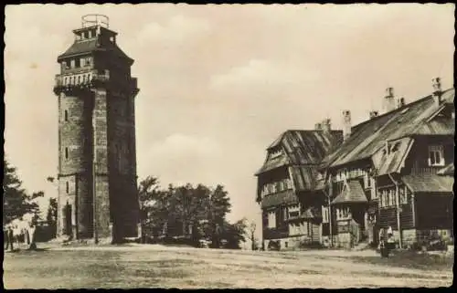 Auersberg (Erzgebirge) Berghotel Auersberg mit Aussichtsturm 1959