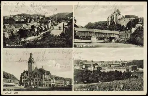 Ansichtskarte Waldheim (Sachsen) 4 Bild: Panorama Burg Kriebstein 1930