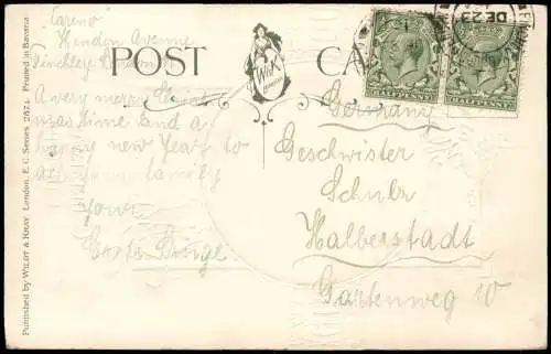 Weihnachten Christmas Mistelzweige Bootspartie 1912 Goldprägung