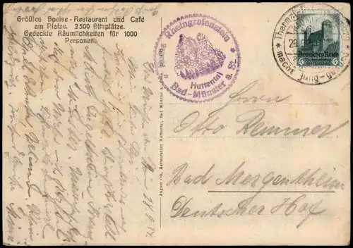 Bad Münster am Stein-Ebernburg Huttental MB Märchenhain und Restauration 1934