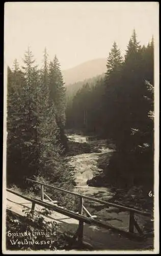 Spindlermühle Špindlerův Mlýn Umland Brücke Fluss-Partie Weißwasser 1930