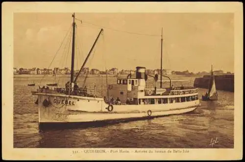 Quiberon Port Maria Arrivée du bateau de Belle Isle (Schiff Guedel) 1920