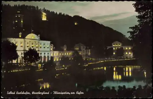 Ansichtskarte Bad Karlshafen Weserbergland Illumination am Hafen 1960