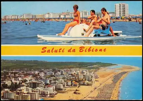 Cartolina Bibione 2-Bild-Karte Strand & Luftbild BIBIONE SPIAGGIA 1980