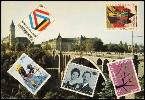 Postcard Luxemburg Adolphe-Brücke (Pont Adolphe) 1971