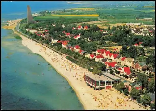 Ansichtskarte Laboe Luftaufnahme OSTSEEBAD Blick zum Marine-Denkmal 1980