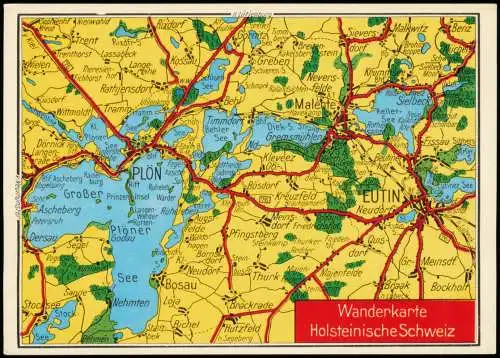 Schleswig Holstein Landkarten Ansichtskarte Holsteinische Schweiz Plön  1968