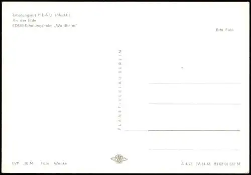 Plau (am See) 4 Bild An der Elde FDGB-Erholungsheim Waldheim" 1975