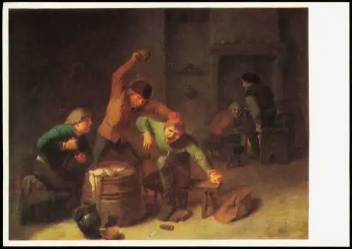 ADRIAEN BROUWER   Bauernrauferei   Kartenspiel Künstlerkarte: Gemälde 1980