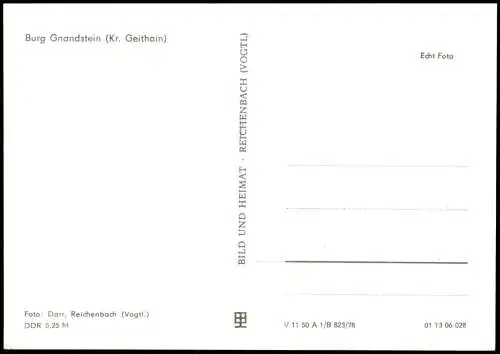Ansichtskarte Gnandstein-Kohren-Sahlis Burg Gnandstein zur DDR-Zeit 1978