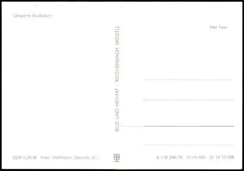 Ansichtskarte Lauenhain-Mittweida Talsperre Kriebstein zur DDR-Zeit 1979