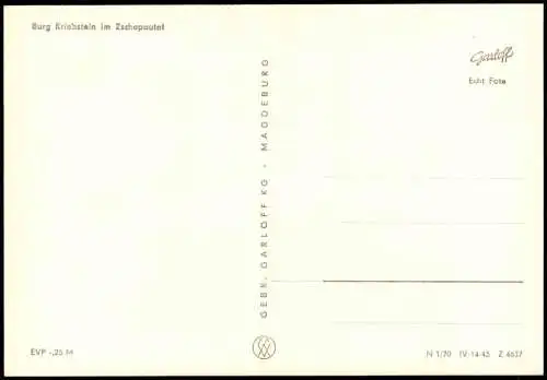 Ansichtskarte Kriebstein Burg Kriebstein im Zschopautal zur DDR-Zeit 1970