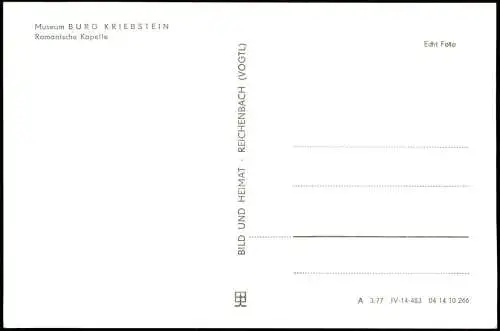 Ansichtskarte Kriebstein Museum BURG KRIEBSTEIN Romanische Kapelle 1977