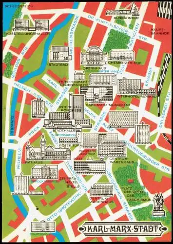 Chemnitz Karl-Marx-Stadt Landkarten AK - Stadtplan Karl-Marx-Stadt 1977