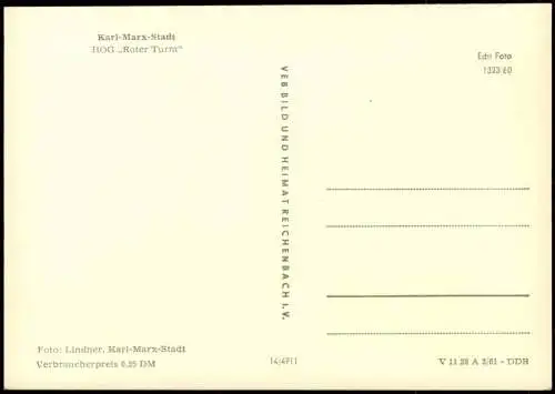 Ansichtskarte Chemnitz HOG Roter Turm zur DDR-Zeit 1961